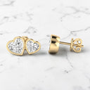 3.00 ctw Bezel Set Heart-Shaped Lab Grown Diamond Stud Earrings in 14kt Yellow Gold