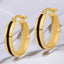 Black Enamel Hoop Earrings in 14kt Yellow Gold