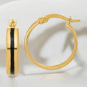 Black Enamel Hoop Earrings in 14kt Yellow Gold