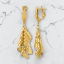 Polished and Diamond Cut Dangle Earrings in 14kt Two-Tone Gold