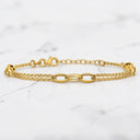Two-Strand Bracelet with Oval Link Stations in 14kt Yellow Gold