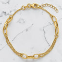 Two-Strand Bracelet with Oval Link Stations in 14kt Yellow Gold