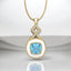 Cushion Cut Blue Topaz and White Enamel Pendant in 18kt Yellow Gold Plated 925 Sterling Silver