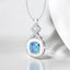 Cushion Cut Blue Topaz and White Enamel Pendant in 925 Sterling Silver