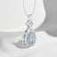 Cushion Cut Blue Topaz and White Enamel Pendant in 925 Sterling Silver