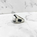 White Agate and Black Spinel Ring in 925 Sterling Silver