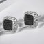 Pavé Black Spinel Square Shaped Earrings in 925 Sterling Silver