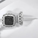 Pavé Black Spinel Square Shaped Earrings in 925 Sterling Silver