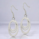 Triple Oval Dangle Earrings in 925 Sterling Silver