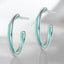 Aqua Enamel Hoop Earrings in 925 Sterling Silver