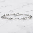 Fancy Oval Link Bracelet in Rhodium Plated 925 Sterling Silver
