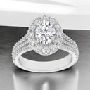2.53 ctw Oval Lab Grown Diamond Halo Ring in 14kt White Gold
