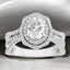 1.72 ctw Oval Lab Grown Diamond Split Shank Halo Engagement Ring in 14kt White Gold