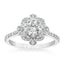 2.08 ctw Round Lab Grown Diamond Vintage Style Halo Engagement Ring in 14kt White Gold