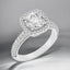 3.13 ctw Round Lab Grown Diamond Halo and Pavé Engagement Ring in 14kt White Gold