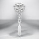 3.13 ctw Round Lab Grown Diamond Halo and Pavé Engagement Ring in 14kt White Gold