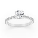 1.52 ctw Round Lab Grown Diamond Prong Set Cathedral Engagement Ring in 14kt White Gold