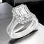 4.01 ctw Emerald Cut Lab Grown Diamond Halo Engagement Ring in 14kt White Gold