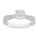 1.36 ctw Round Lab Grown Diamond Split Shank Engagement Ring in 14kt White Gold