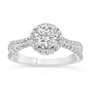 1.48 ctw Round Lab Grown Diamond Split Shank Halo Engagement Ring in 14kt White Gold
