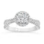 1.48 ctw Round Lab Grown Diamond Split Shank Halo Engagement Ring in 14kt White Gold