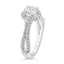 1.48 ctw Round Lab Grown Diamond Split Shank Halo Engagement Ring in 14kt White Gold