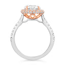 Anillo de compromiso con halo de diamantes cultivados en laboratorio redondos de 2,72 quilates en oro de dos tonos de 14 quilates