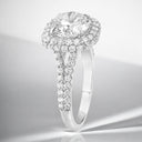 3.64 ctw Round Lab Grown Diamond Cushion Halo Engagement Ring in 14kt White Gold