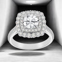 2.54 ctw Round Lab Grown Diamond Double Halo Engagement Ring in 14kt White Gold