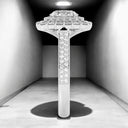 2.54 ctw Round Lab Grown Diamond Double Halo Engagement Ring in 14kt White Gold