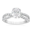 1.98 ctw Oval Lab Grown Diamond Split Shank Engagement Ring in 14kt White Gold
