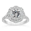 2.32 ctw Round Lab Grown Diamond Scalloped Halo Engagement Ring in 14kt White Gold