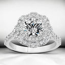 2.32 ctw Round Lab Grown Diamond Scalloped Halo Engagement Ring in 14kt White Gold