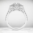 2.32 ctw Round Lab Grown Diamond Scalloped Halo Engagement Ring in 14kt White Gold
