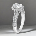 1.94 ctw Oval Lab Grown Diamond Double Row Halo Engagement Ring in 14kt White Gold