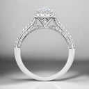 1.94 ctw Oval Lab Grown Diamond Double Row Halo Engagement Ring in 14kt White Gold