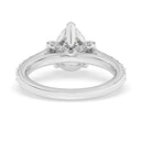 3.02 ctw Pear Shaped Lab Grown Diamond Cathedral Engagement Ring in 14kt White Gold