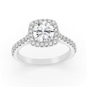 2.05 ctw Round Lab Grown Diamond Cushion Halo Engagement Ring in 14kt White Gold