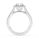 2.05 ctw Round Lab Grown Diamond Cushion Halo Engagement Ring in 14kt White Gold