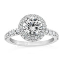 1.95 ctw Round Lab Grown Diamond Double Halo Engagement Ring in 14kt White Gold