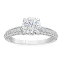 2.01 ctw Round Lab Grown Diamond Three-Side Pavé Engagement Ring in 14kt White Gold