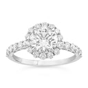 2.37 ctw Round Lab Grown Diamond Shared Prong Halo Engagement Ring in 14kt White Gold
