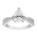 2.98 ctw Pear Shaped Lab Grown Diamond Twist Engagement Ring in 14kt White Gold