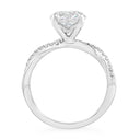 Anillo de compromiso torcido con diamantes cultivados en laboratorio redondos de 2,13 quilates en oro blanco de 14 quilates