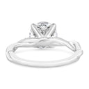 Anillo de compromiso torcido con diamantes cultivados en laboratorio redondos de 2,13 quilates en oro blanco de 14 quilates