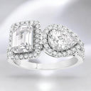 3.59 ctw Pear and Emerald Cut Lab Grown Diamond Halo Ring in 14kt White Gold