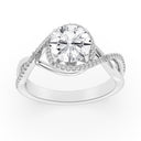 Anillo de compromiso en espiral con diamantes cultivados en laboratorio redondos de 2,16 quilates en oro blanco de 14 quilates