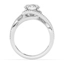 Anillo de compromiso en espiral con diamantes cultivados en laboratorio redondos de 2,16 quilates en oro blanco de 14 quilates