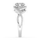 Anillo de compromiso en espiral con diamantes cultivados en laboratorio redondos de 2,16 quilates en oro blanco de 14 quilates