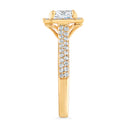 2.05 ctw Cushion Cut Lab Grown Diamond Pavé Engagement Ring in 14kt Yellow Gold